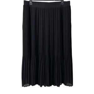 Torrid Pleated Midi Skirt Womens Size 2X Black Lined Elastic Waist Semi Sheer